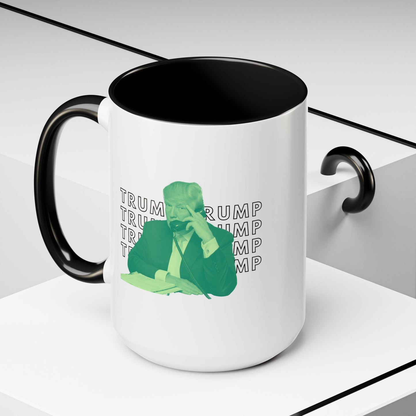 Pop Art President Trump "THE FINGER" in Lime Green * Accent Ceramic Coffee Mug in 4 colors - 11oz & 15oz