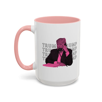 Pop Art President Trump "THE FINGER" in Punchy Pink * Accent Ceramic Coffee Mug in 4 colors - 11oz & 15oz