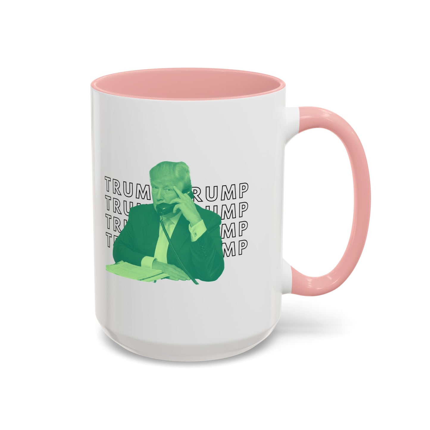 Pop Art President Trump "THE FINGER" in Lime Green * Accent Ceramic Coffee Mug in 4 colors - 11oz & 15oz