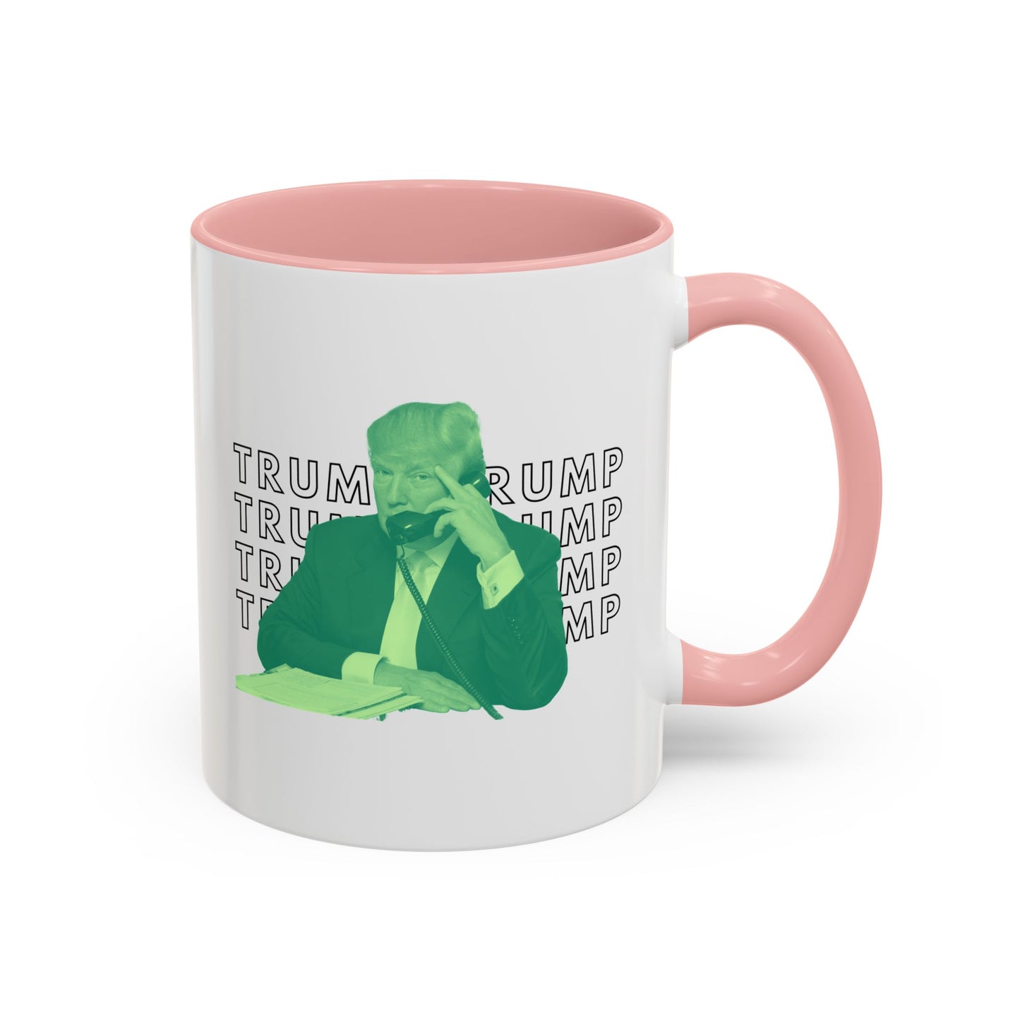 Pop Art President Trump "THE FINGER" in Lime Green * Accent Ceramic Coffee Mug in 4 colors - 11oz & 15oz