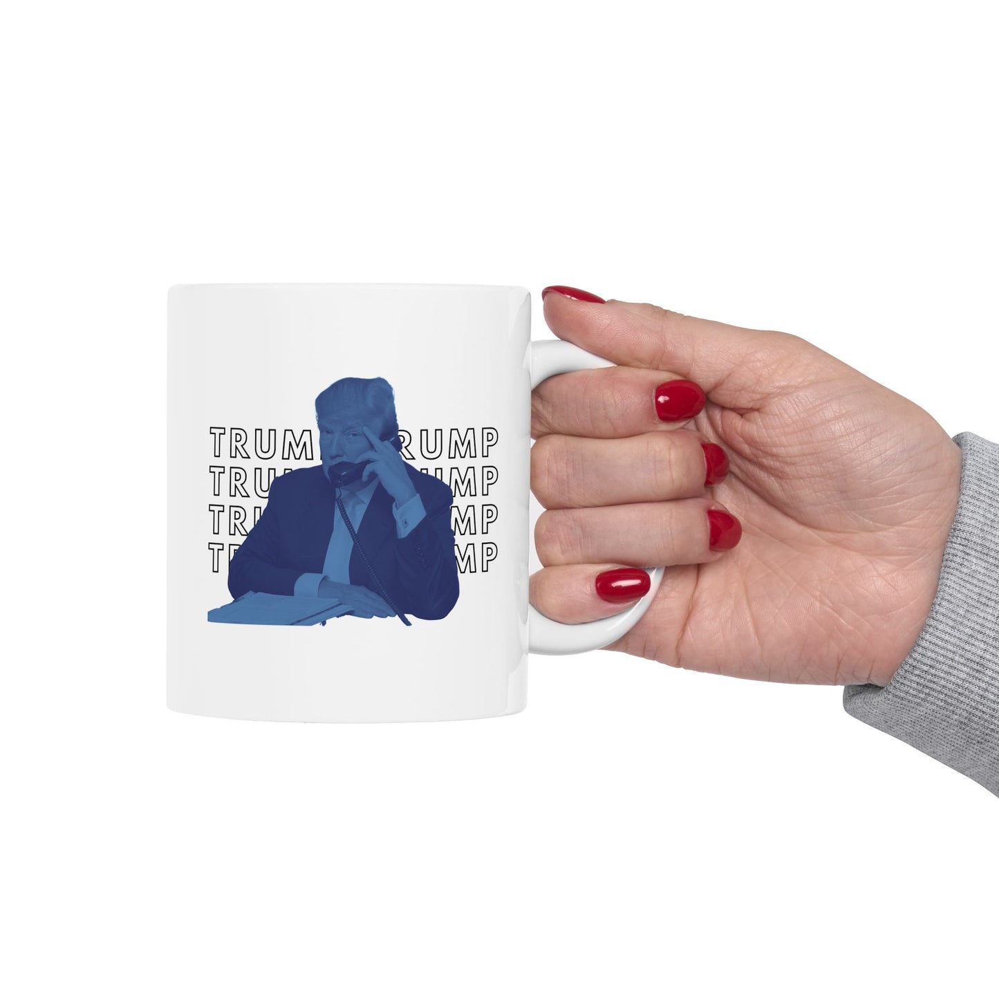 Pop Art President Trump "THE FINGER" in Brash Blue  * 11oz Ceramic Mug