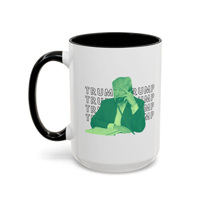 Pop Art President Trump "THE FINGER" in Lime Green * Accent Ceramic Coffee Mug in 4 colors - 11oz & 15oz