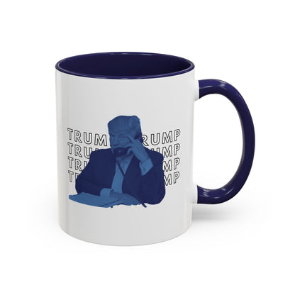 Pop Art President Trump "THE FINGER" in Brash Blue * Accent Ceramic Coffee Mug in 4 colors - 11oz & 15oz