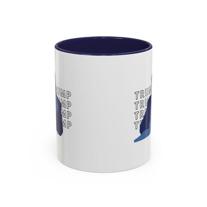 Pop Art President Trump "THE FINGER" in Brash Blue * Accent Ceramic Coffee Mug in 4 colors - 11oz & 15oz