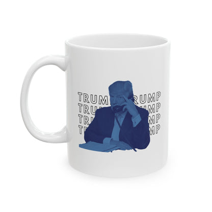 Pop Art President Trump "THE FINGER" in Brash Blue  * 11oz Ceramic Mug