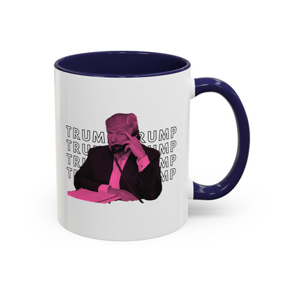 Pop Art President Trump "THE FINGER" in Punchy Pink * Accent Ceramic Coffee Mug in 4 colors - 11oz & 15oz