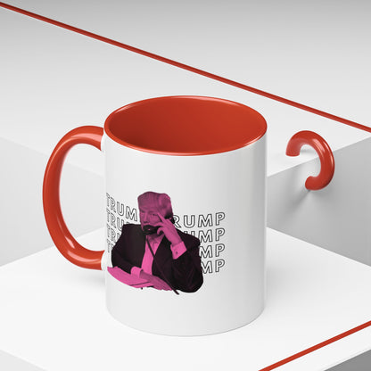 Pop Art President Trump "THE FINGER" in Punchy Pink * Accent Ceramic Coffee Mug in 4 colors - 11oz & 15oz