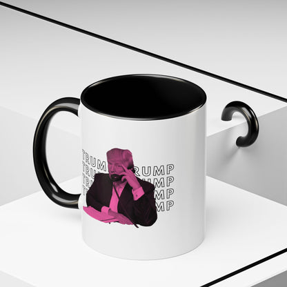 Pop Art President Trump "THE FINGER" in Punchy Pink * Accent Ceramic Coffee Mug in 4 colors - 11oz & 15oz