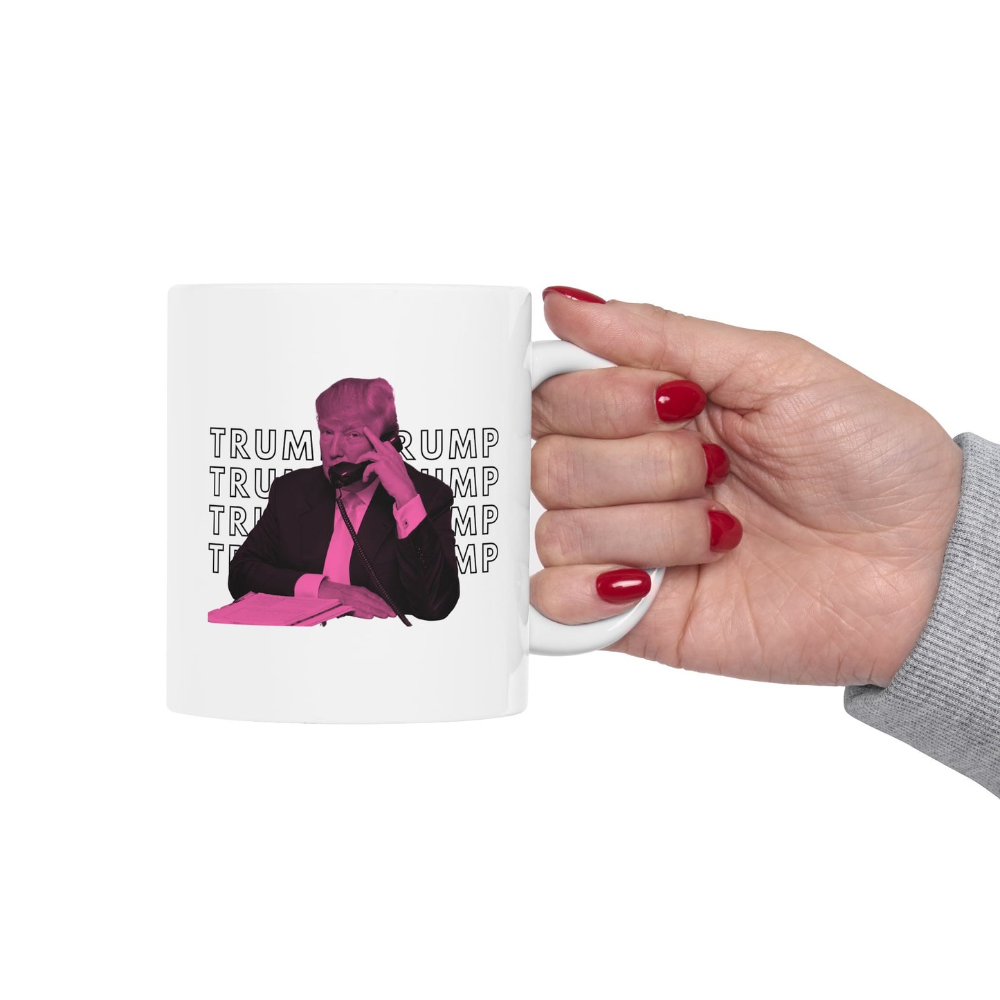 Pop Art President Trump "THE FINGER" in Punchy Pink  * 11oz Ceramic Mug