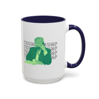 Pop Art President Trump "THE FINGER" in Lime Green * Accent Ceramic Coffee Mug in 4 colors - 11oz & 15oz