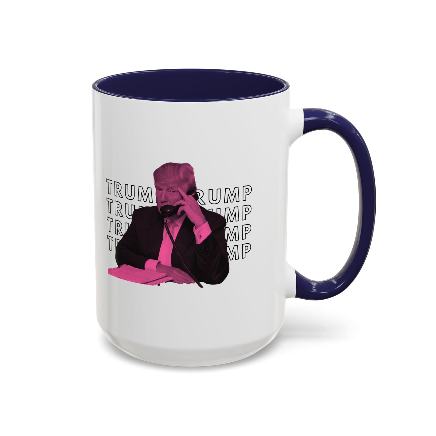 Pop Art President Trump "THE FINGER" in Punchy Pink * Accent Ceramic Coffee Mug in 4 colors - 11oz & 15oz