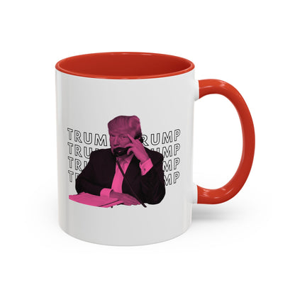 Pop Art President Trump "THE FINGER" in Punchy Pink * Accent Ceramic Coffee Mug in 4 colors - 11oz & 15oz