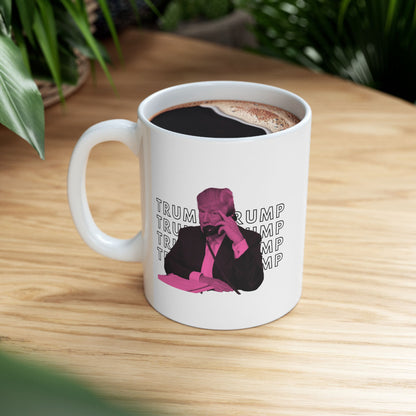 Pop Art President Trump "THE FINGER" in Punchy Pink  * 11oz Ceramic Mug