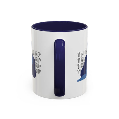 Pop Art President Trump "THE FINGER" in Brash Blue * Accent Ceramic Coffee Mug in 4 colors - 11oz & 15oz