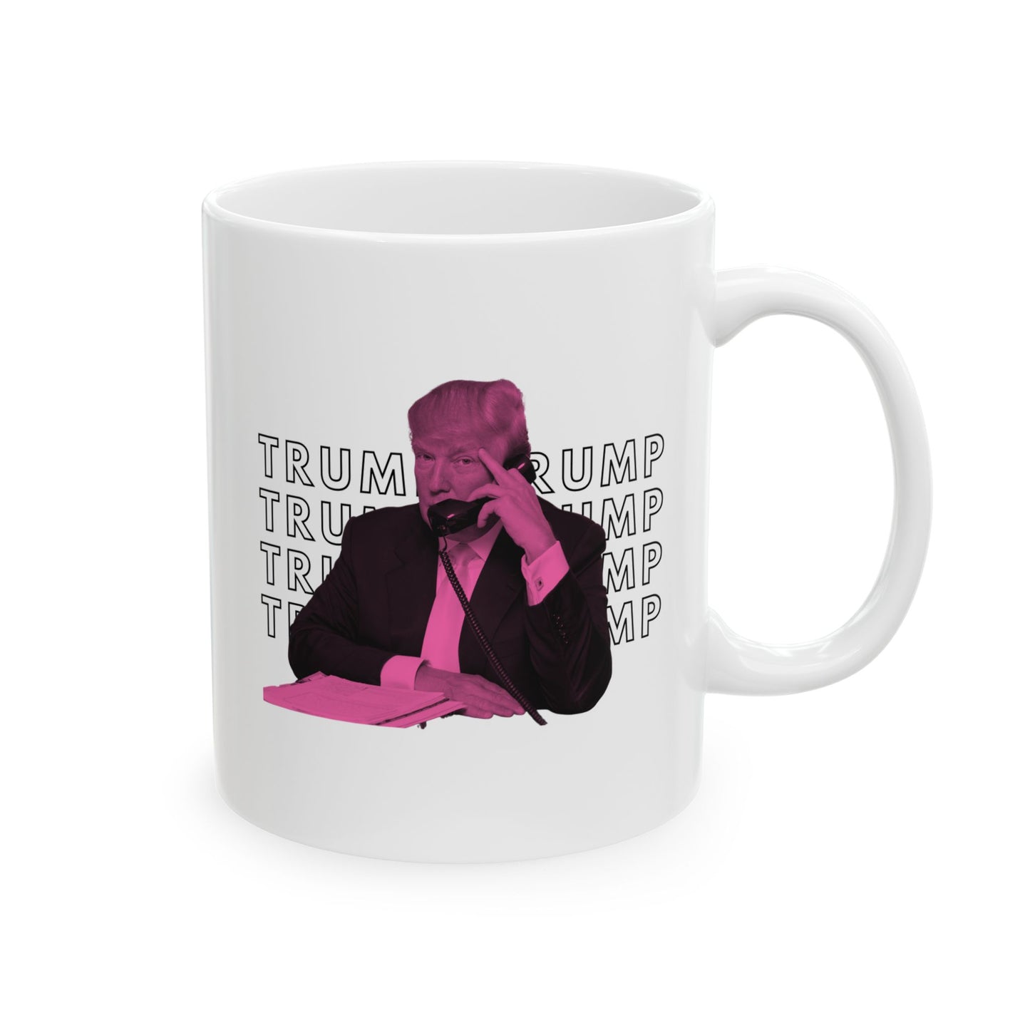 Pop Art President Trump "THE FINGER" in Punchy Pink  * 11oz Ceramic Mug