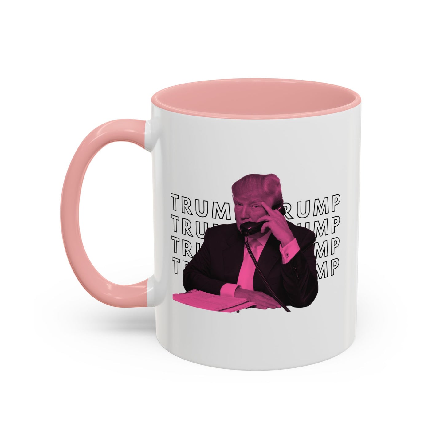 Pop Art President Trump "THE FINGER" in Punchy Pink * Accent Ceramic Coffee Mug in 4 colors - 11oz & 15oz