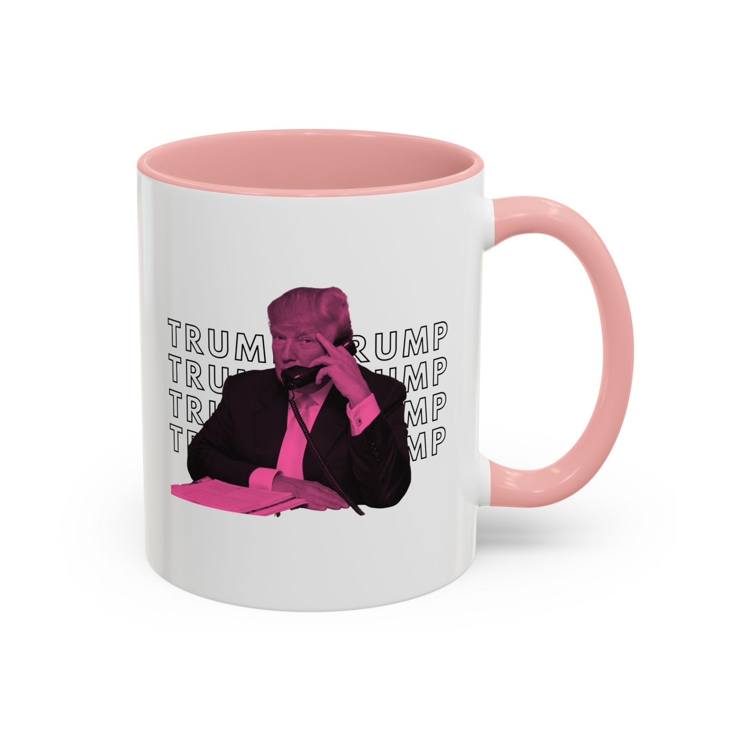 Pop Art President Trump "THE FINGER" in Punchy Pink * Accent Ceramic Coffee Mug in 4 colors - 11oz & 15oz