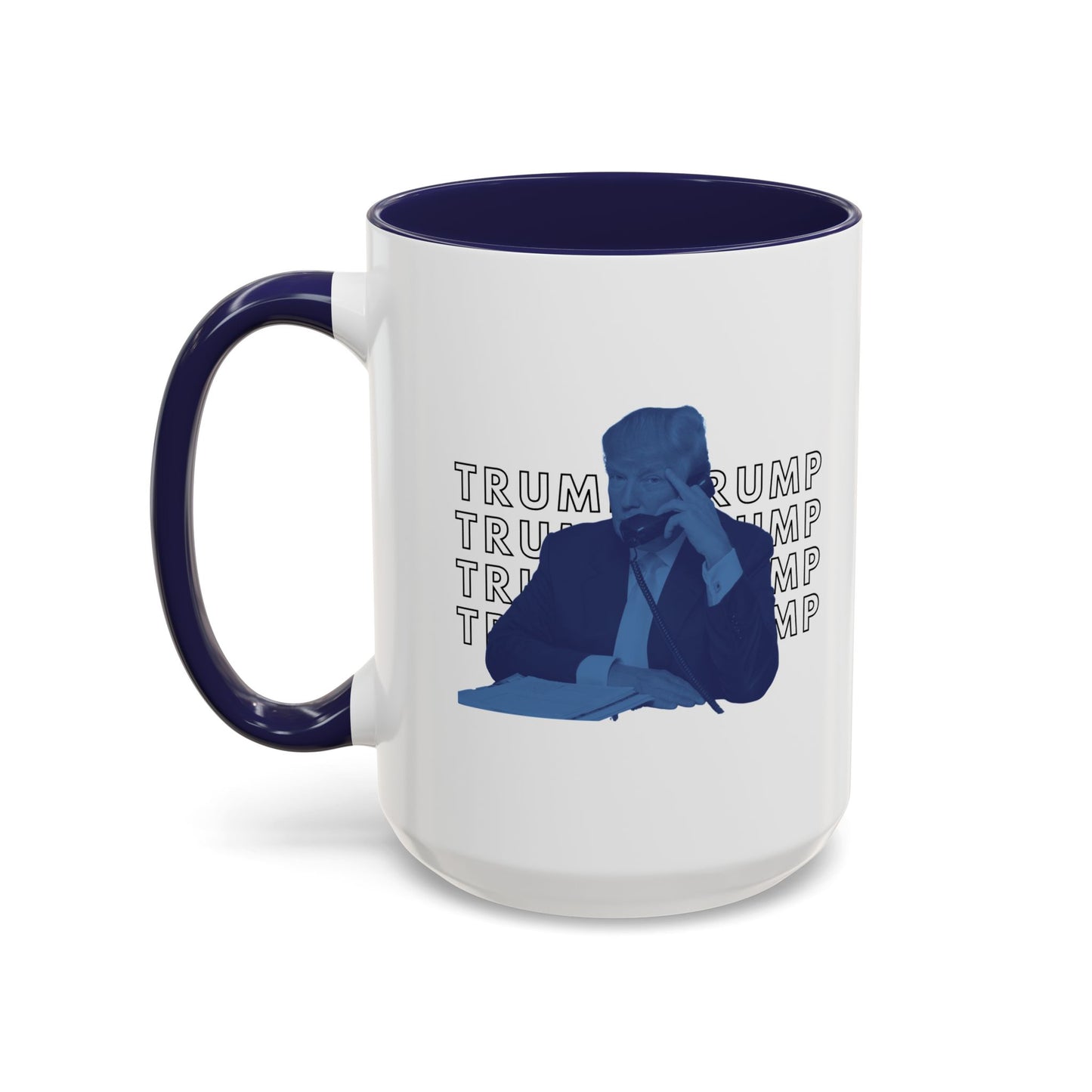 Pop Art President Trump "THE FINGER" in Brash Blue * Accent Ceramic Coffee Mug in 4 colors - 11oz & 15oz