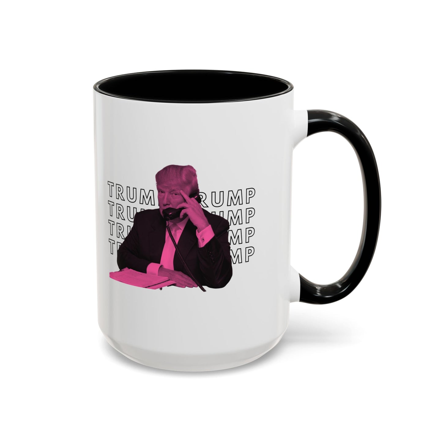 Pop Art President Trump "THE FINGER" in Punchy Pink * Accent Ceramic Coffee Mug in 4 colors - 11oz & 15oz