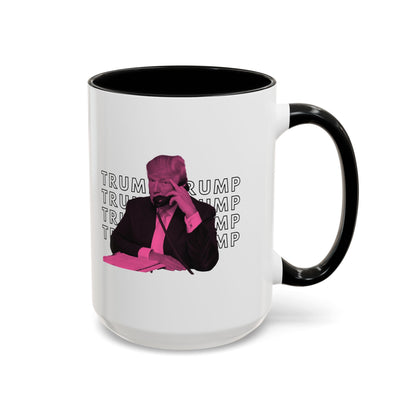 Pop Art President Trump "THE FINGER" in Punchy Pink * Accent Ceramic Coffee Mug in 4 colors - 11oz & 15oz