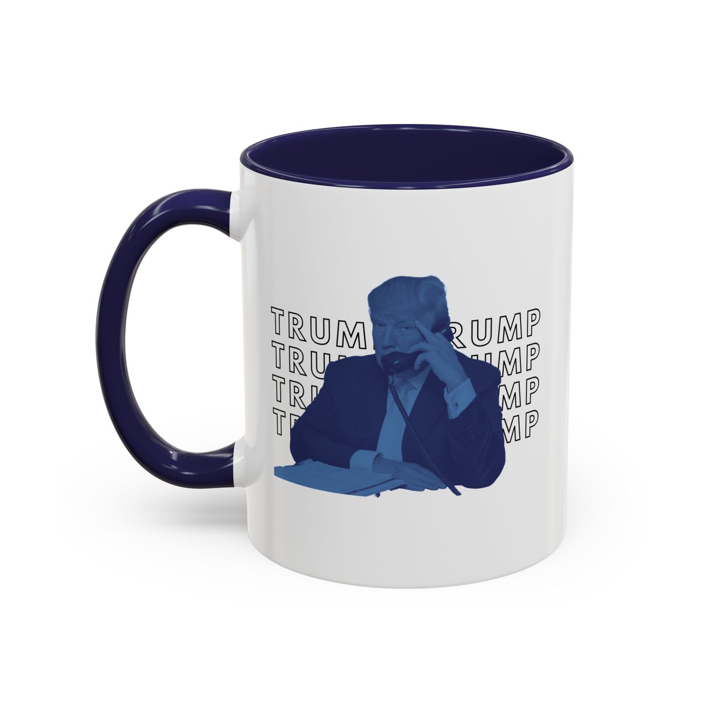 Pop Art President Trump "THE FINGER" in Brash Blue * Accent Ceramic Coffee Mug in 4 colors - 11oz & 15oz