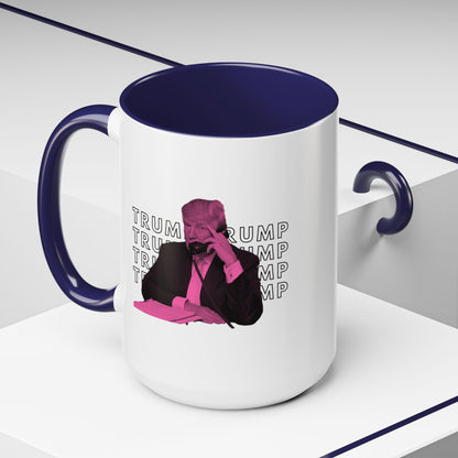 Pop Art President Trump "THE FINGER" in Punchy Pink * Accent Ceramic Coffee Mug in 4 colors - 11oz & 15oz