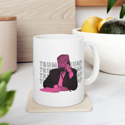 Pop Art President Trump "THE FINGER" in Punchy Pink  * 11oz Ceramic Mug