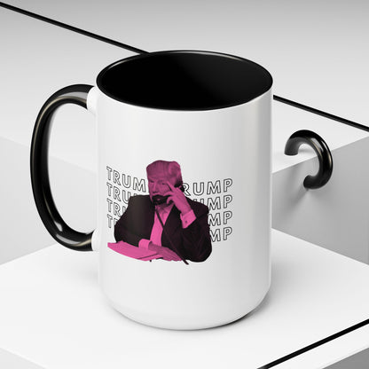 Pop Art President Trump "THE FINGER" in Punchy Pink * Accent Ceramic Coffee Mug in 4 colors - 11oz & 15oz