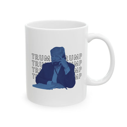 Pop Art President Trump "THE FINGER" in Brash Blue  * 11oz Ceramic Mug