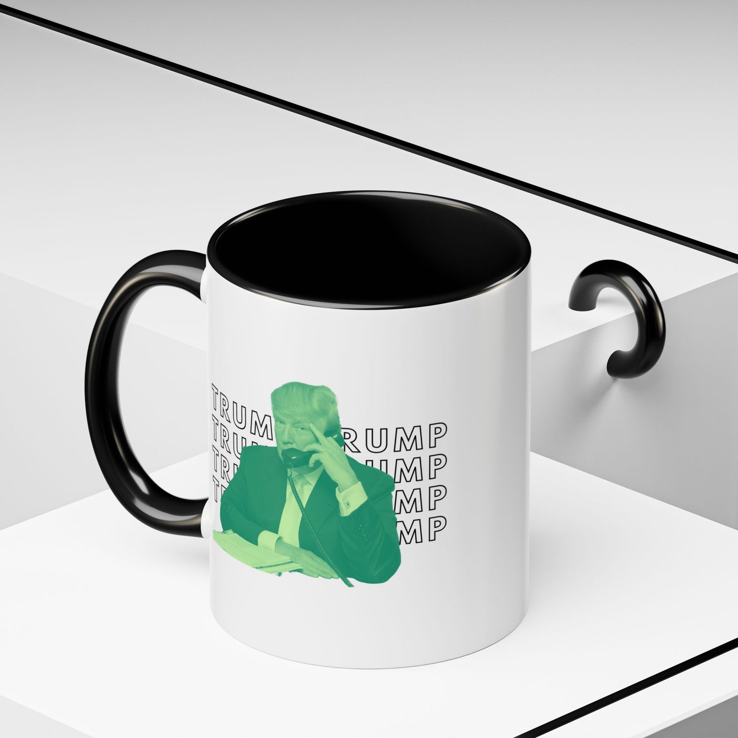 Pop Art President Trump "THE FINGER" in Lime Green * Accent Ceramic Coffee Mug in 4 colors - 11oz & 15oz