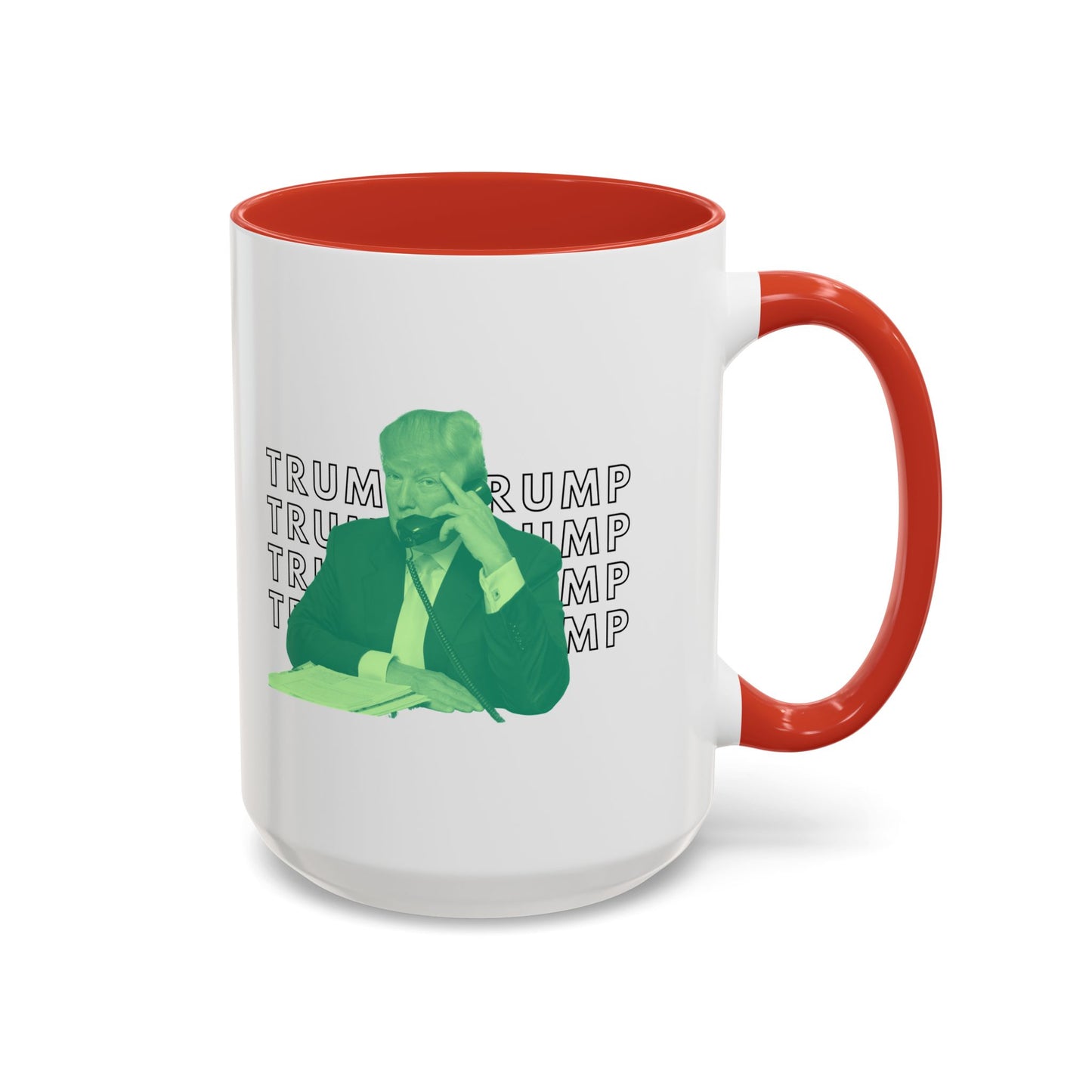 Pop Art President Trump "THE FINGER" in Lime Green * Accent Ceramic Coffee Mug in 4 colors - 11oz & 15oz