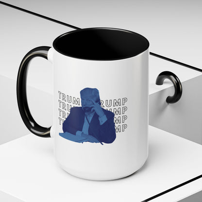 Pop Art President Trump "THE FINGER" in Brash Blue * Accent Ceramic Coffee Mug in 4 colors - 11oz & 15oz