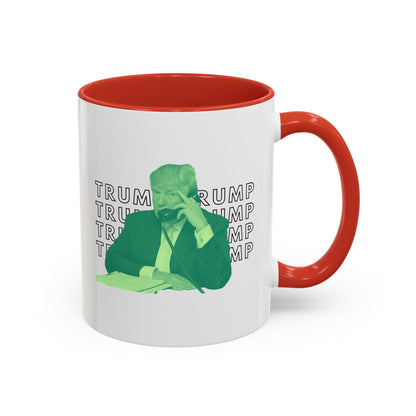 Pop Art President Trump "THE FINGER" in Lime Green * Accent Ceramic Coffee Mug in 4 colors - 11oz & 15oz