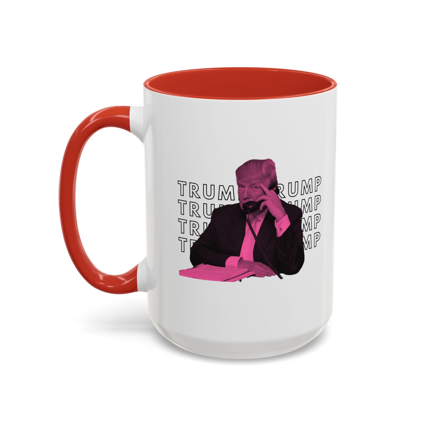 Pop Art President Trump "THE FINGER" in Punchy Pink * Accent Ceramic Coffee Mug in 4 colors - 11oz & 15oz