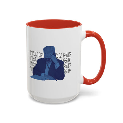 Pop Art President Trump "THE FINGER" in Brash Blue * Accent Ceramic Coffee Mug in 4 colors - 11oz & 15oz