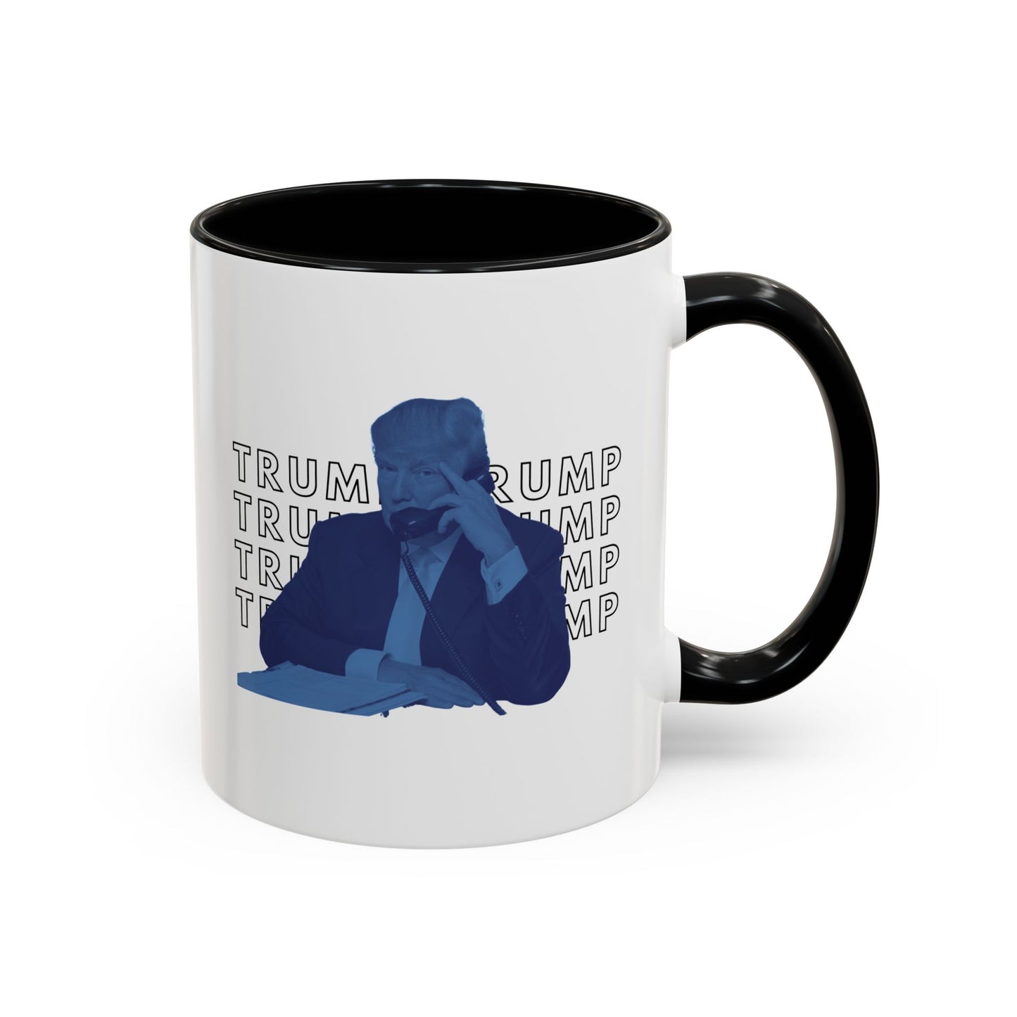 Pop Art President Trump "THE FINGER" in Brash Blue * Accent Ceramic Coffee Mug in 4 colors - 11oz & 15oz