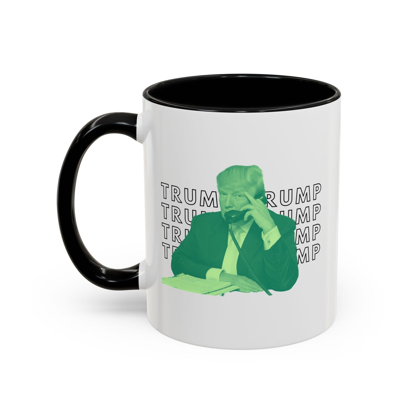 Pop Art President Trump "THE FINGER" in Lime Green * Accent Ceramic Coffee Mug in 4 colors - 11oz & 15oz