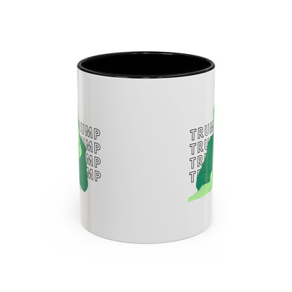 Pop Art President Trump "THE FINGER" in Lime Green * Accent Ceramic Coffee Mug in 4 colors - 11oz & 15oz