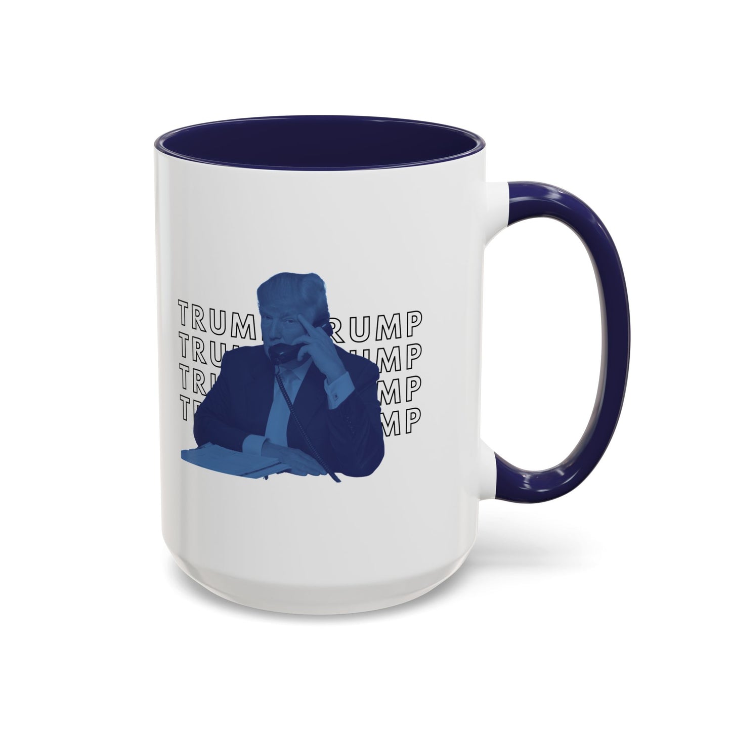 Pop Art President Trump "THE FINGER" in Brash Blue * Accent Ceramic Coffee Mug in 4 colors - 11oz & 15oz