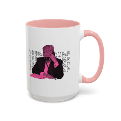 Pop Art President Trump "THE FINGER" in Punchy Pink * Accent Ceramic Coffee Mug in 4 colors - 11oz & 15oz