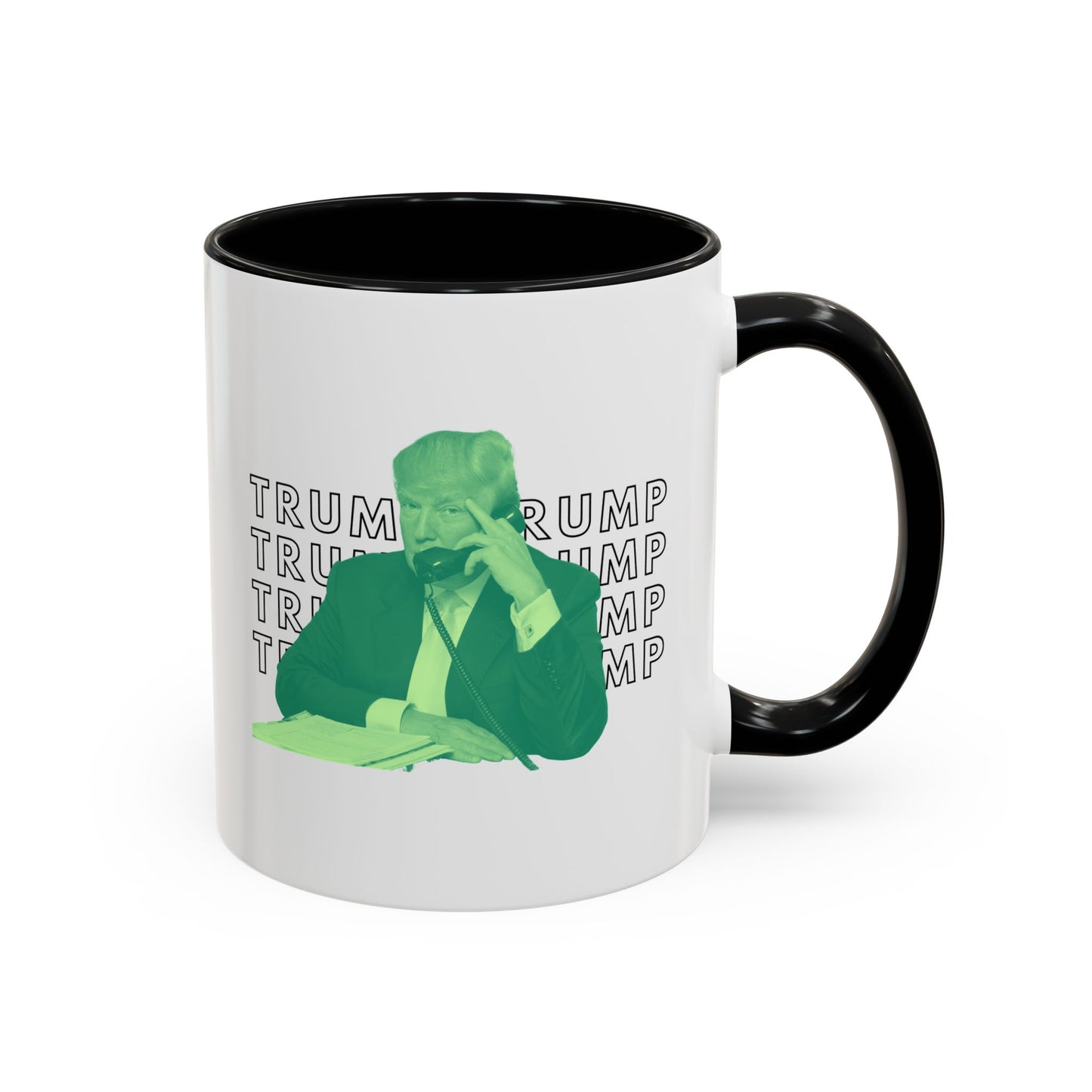 Pop Art President Trump "THE FINGER" in Lime Green * Accent Ceramic Coffee Mug in 4 colors - 11oz & 15oz